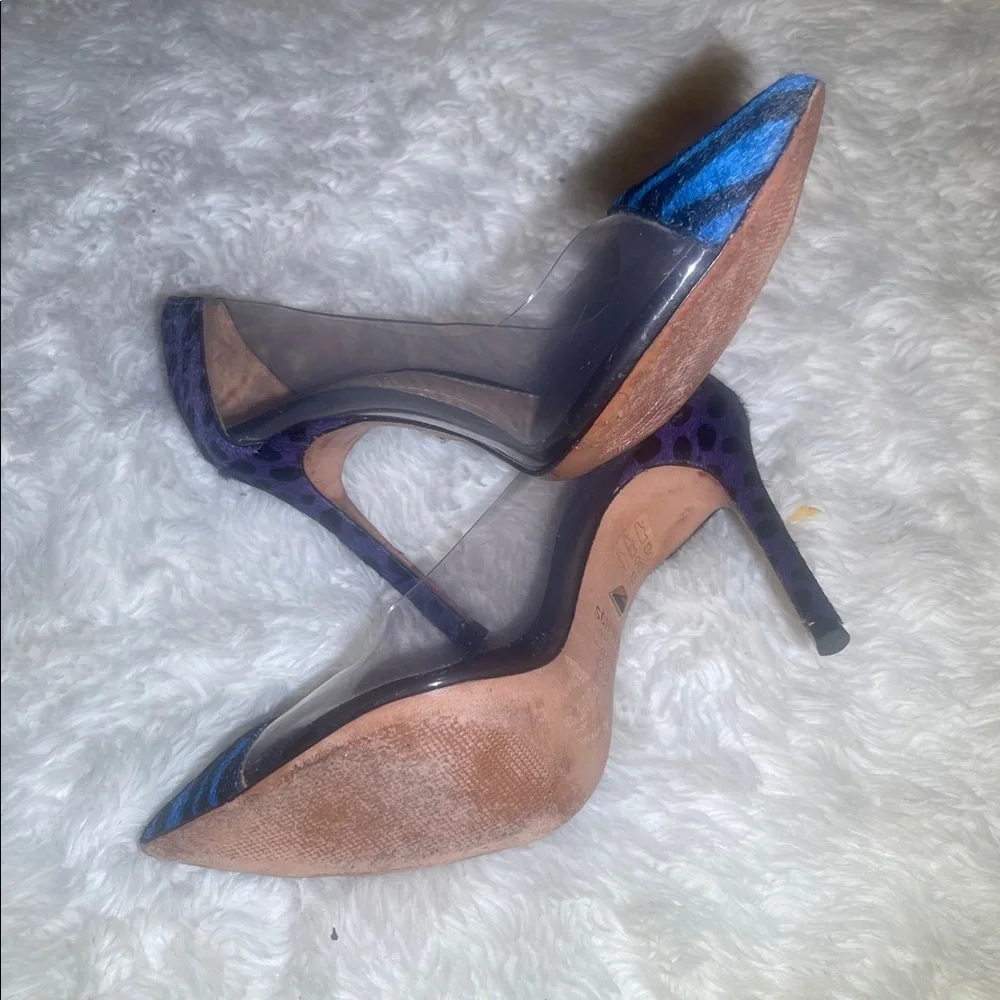SCHUTZ Blue and Black Transparent Heels pumps size 5.5B